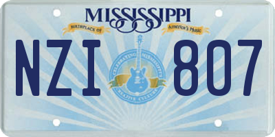 MS license plate NZI807