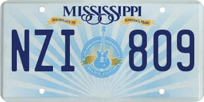 MS license plate NZI809
