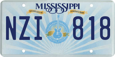 MS license plate NZI818