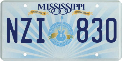MS license plate NZI830