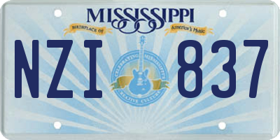 MS license plate NZI837