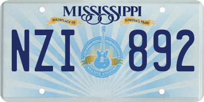 MS license plate NZI892