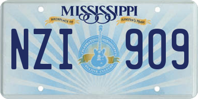 MS license plate NZI909