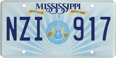 MS license plate NZI917