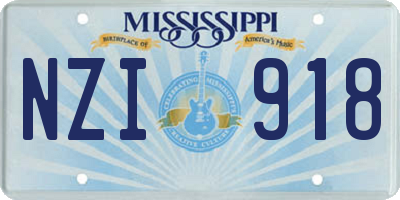 MS license plate NZI918
