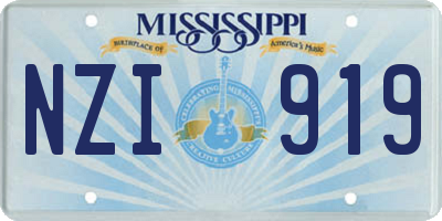 MS license plate NZI919