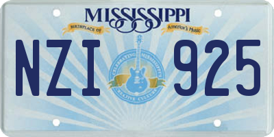 MS license plate NZI925