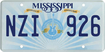 MS license plate NZI926