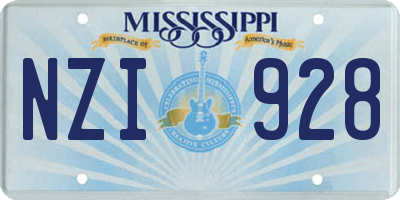 MS license plate NZI928