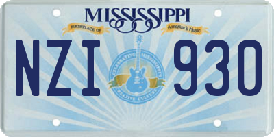 MS license plate NZI930