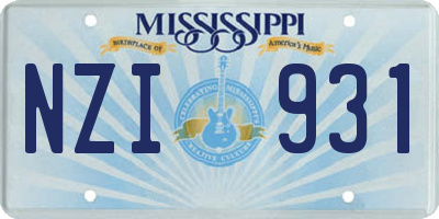 MS license plate NZI931