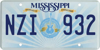 MS license plate NZI932