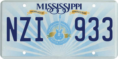 MS license plate NZI933