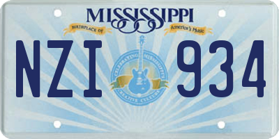 MS license plate NZI934