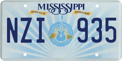 MS license plate NZI935
