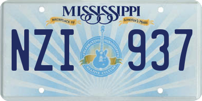 MS license plate NZI937