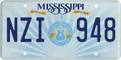 MS license plate NZI948