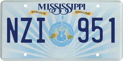 MS license plate NZI951