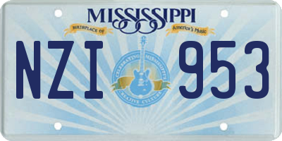 MS license plate NZI953