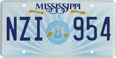 MS license plate NZI954