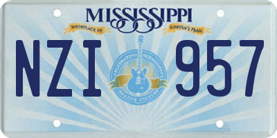 MS license plate NZI957