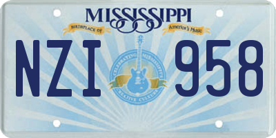 MS license plate NZI958