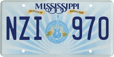 MS license plate NZI970