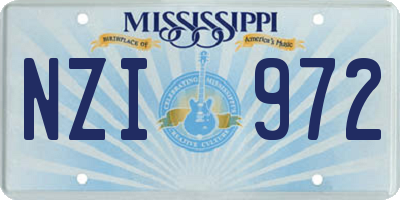 MS license plate NZI972