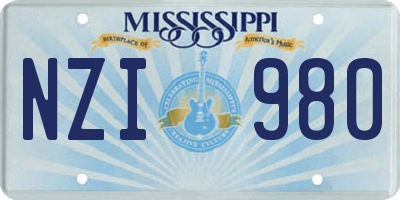 MS license plate NZI980