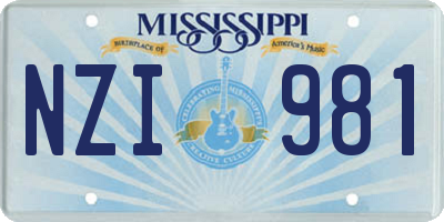 MS license plate NZI981