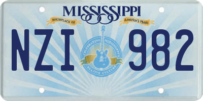 MS license plate NZI982