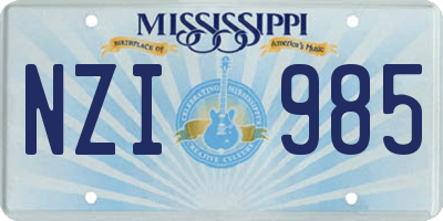 MS license plate NZI985