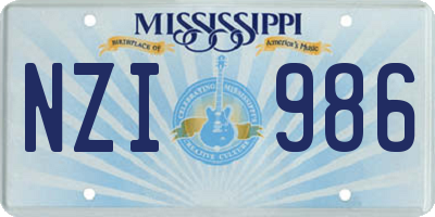 MS license plate NZI986