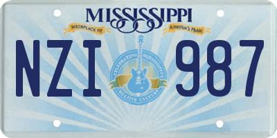 MS license plate NZI987
