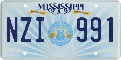 MS license plate NZI991