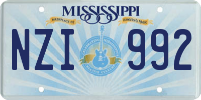 MS license plate NZI992