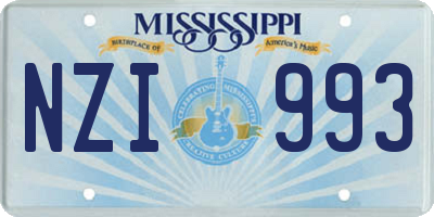 MS license plate NZI993