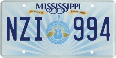 MS license plate NZI994