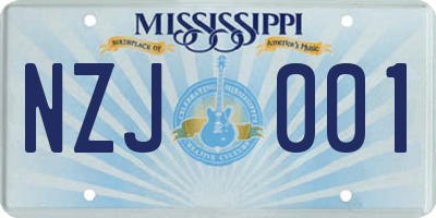 MS license plate NZJ001