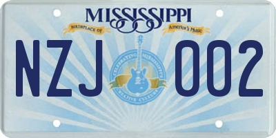 MS license plate NZJ002