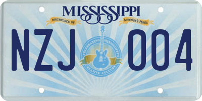 MS license plate NZJ004