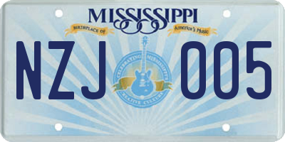 MS license plate NZJ005