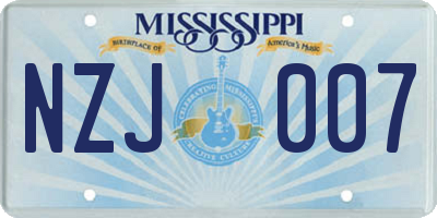 MS license plate NZJ007