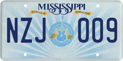 MS license plate NZJ009