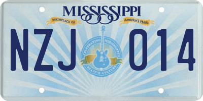 MS license plate NZJ014