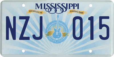 MS license plate NZJ015