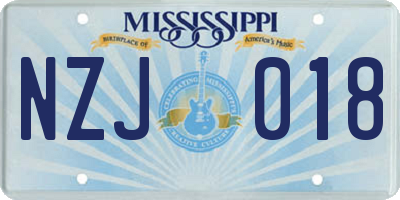 MS license plate NZJ018