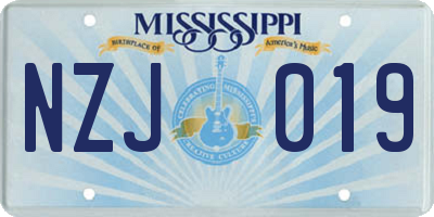 MS license plate NZJ019