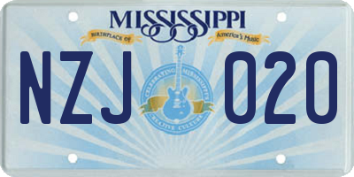 MS license plate NZJ020
