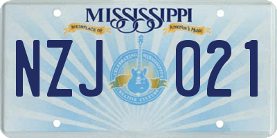 MS license plate NZJ021